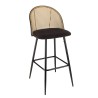 Set van 2 barkrukken LEA - Zitting van zwarte stof - Rugleuning in weblook